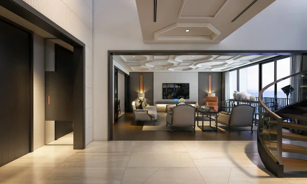 Rendering Luxury Living Room Interior Design — Stock Photo, Image