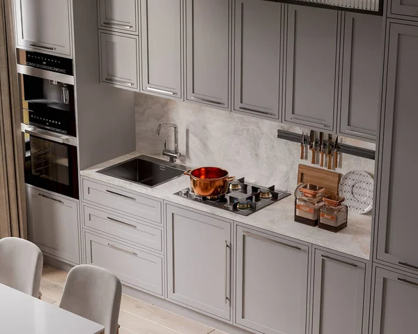 Rendering Cucina Moderna Interior Design Ispirazione — Foto Stock