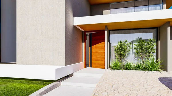 Rendering Moderne Huis Architectuur Exterieur Ontwerp — Stockfoto