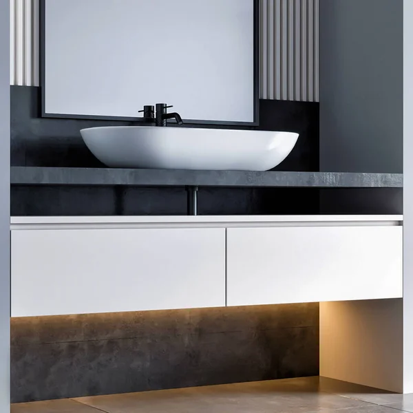 Rendering Mobili Bagno Moderno Interior Design — Foto Stock