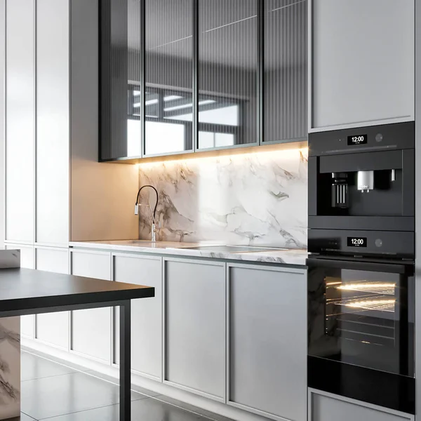 Render Modern Kitchen Furniture Interior Design Inspiration — Stock Photo, Image
