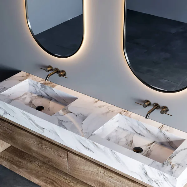 3Dレンダリング現代的なバスルームの家具インテリアデザイン — ストック写真
