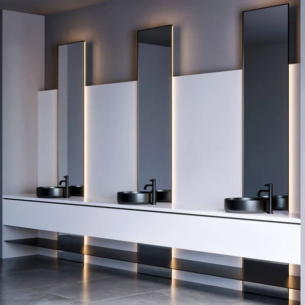 Rendering Modern Bathroom Furniture Interior Design — Stock Photo, Image