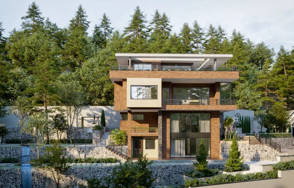 3d rendering modern villa building architecture exterior design inspiration