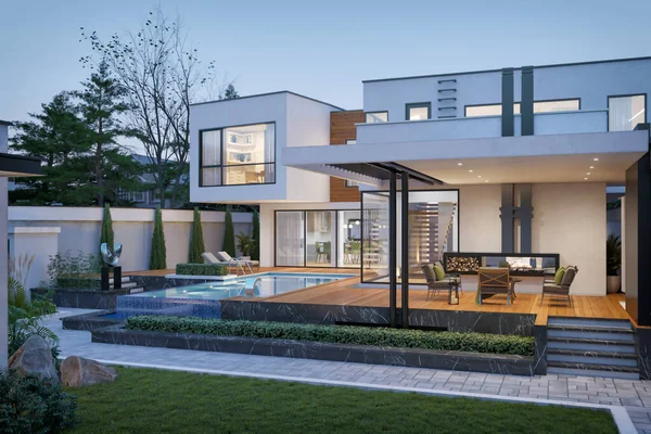 3d rendering modern villa building architecture exterior design inspiration