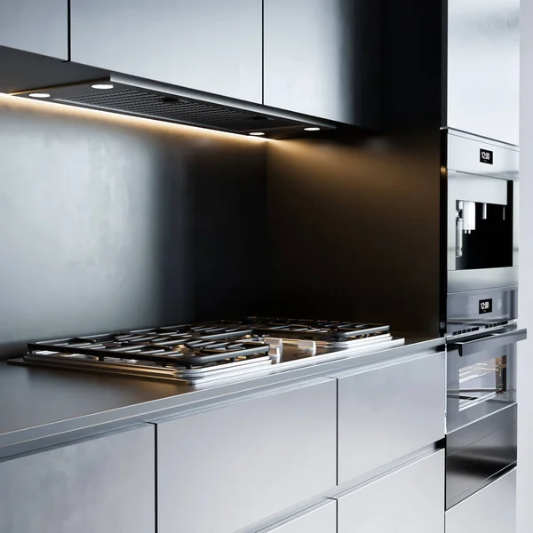 Render Modern Kitchen Furniture Interior Design — Stock Photo, Image
