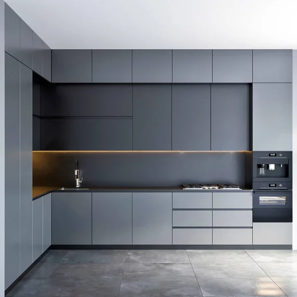 Render Modern Kitchen Furniture Interior Design — Stock Photo, Image