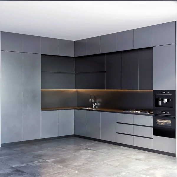 3d render modern kitchen furniture interior design