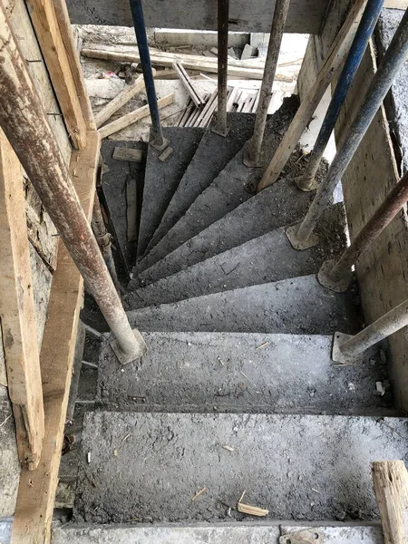 Escadas Concreto Uma Casa Construção — Fotografia de Stock