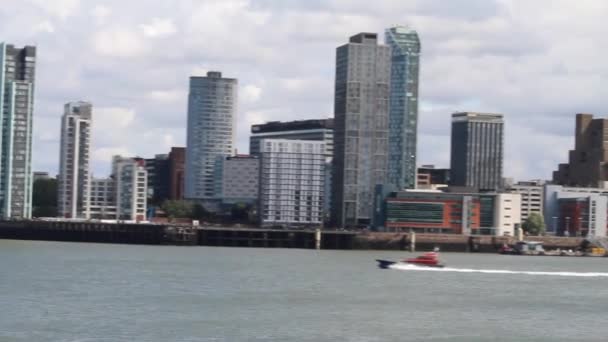 Beautiful Landscape Shot Liverpool City Skyline Present Liver Birds City — Stock video
