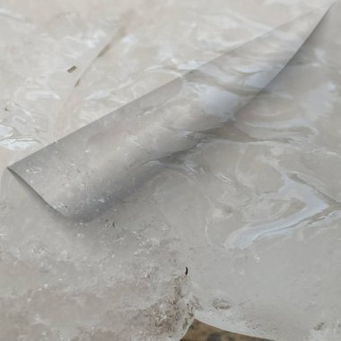 Piece of ice, frozen structure. Flat lay concept.