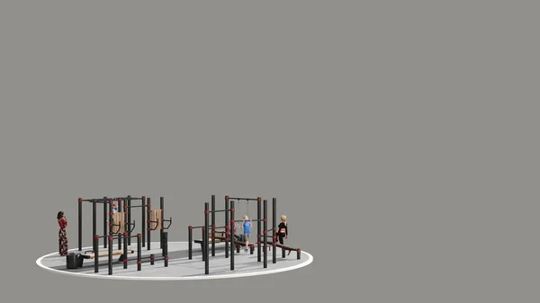 Rendering Sports Ground Soft Gray Surface Street Workout - Stock-foto