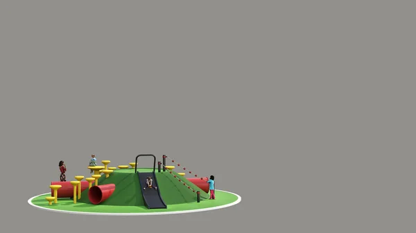 Renderização Parque Infantil Verde Com Superfície Macia — Fotografia de Stock