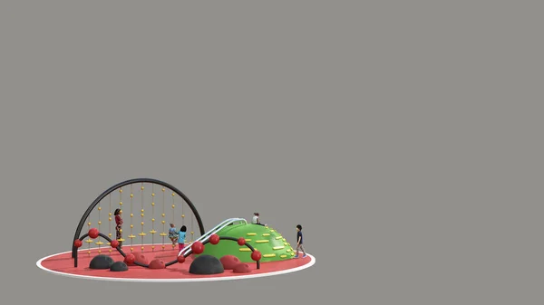 3d rendering of a red playground with soft surface