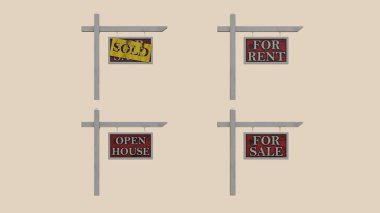 3 boyutlu ahşap tabela çizimi. Gerçekçi boş tabela