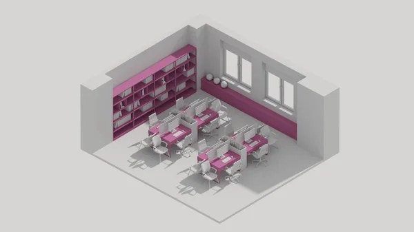 Rendering Isometric Accountant Room Interior Open View Cabinet Office Room — Foto Stock