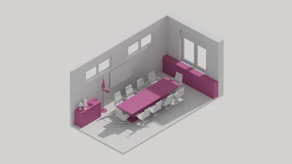 Rendering Isometric Conference Room Interior Open View Office Space Purple — ストック写真