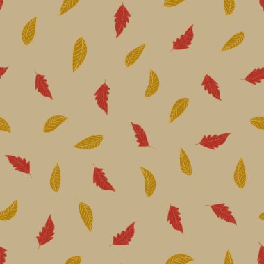 Kağıtlar, ambalajlar, kartpostallar ve tebrik kartları için sonbahar vektör şablonu arkaplanı bırakır, yapıştırma defteri