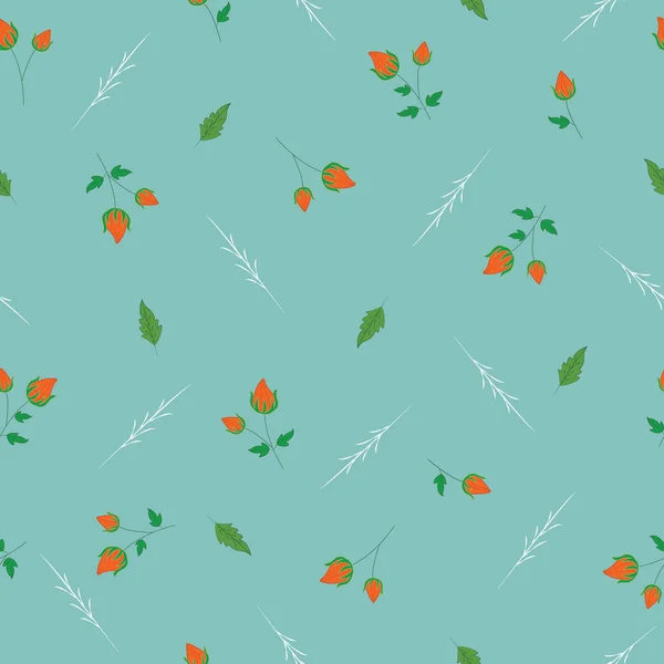 Bourgeons Orange Fond Bleu Ciel Motif Vectoriel Mignon Répéter Pour — Image vectorielle