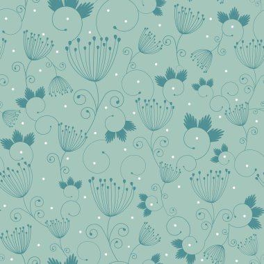 Kağıt, tekstil, kumaş, arkaplan, yapıştırma defteri, ambalaj için polka noktaları olan yeşil klasik çiçek desenli soyut vektör deseni