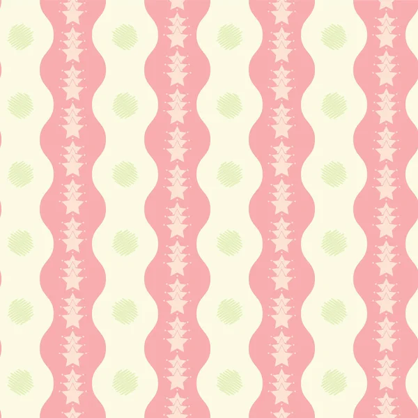 Confettis Mignon Rose Pastel Crème Étoiles Abstraites Avec Fond Zigzag — Image vectorielle
