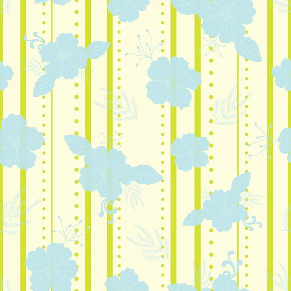 Bright Blue Green Drawing Tropical Summer Hawaiian Vector Seamless Pattern — стоковый вектор