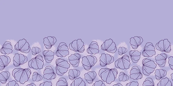 Violet Lilac Wild Flowers Bloom Bottom Horizontal Vector Seamless Border — Image vectorielle