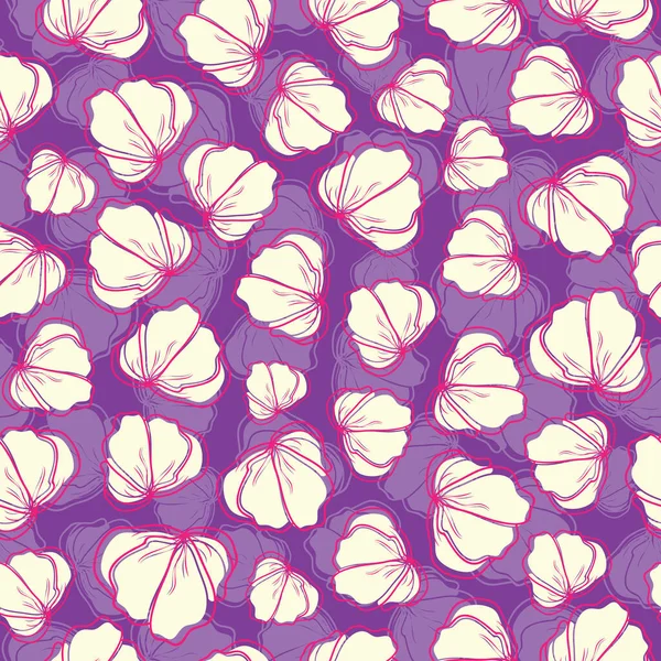 Vector Purple Lilac Pink Hand Drawn Flowers Bloom Texture Vector — Vetor de Stock