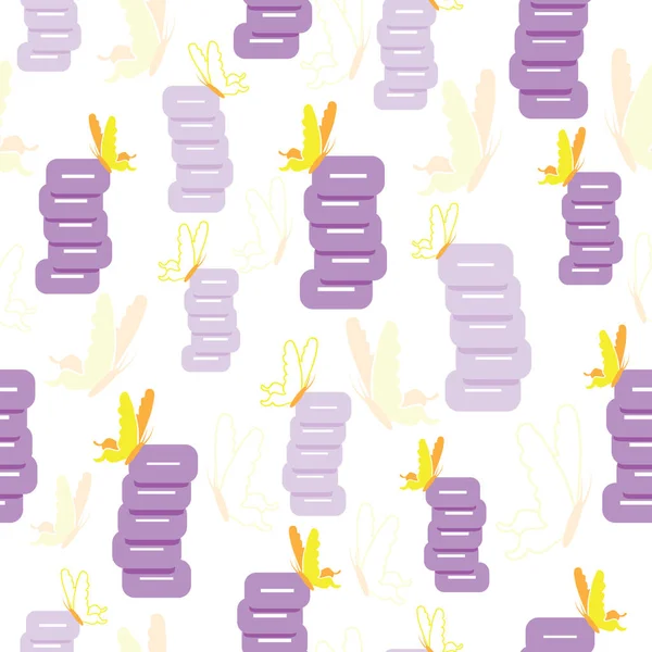 Vector Creative Yellow Butterflies Abstract Shapes Blocks Piles Fun Seamless — Image vectorielle