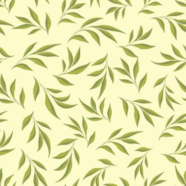 Yeşil yapraklar ışık vektörsüz geçmişe dönük ince ince dallar. Kumaş, tekstil baskıları, kıyafetler, ambalaj, kapaklar ve daha fazlası için harika.
