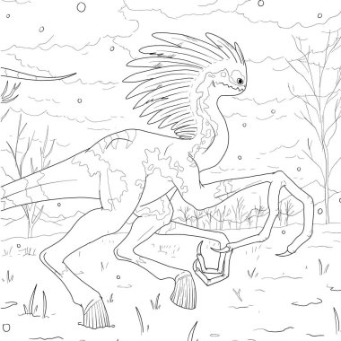 Bir ejderhanın siyah-beyaz renkli mürekkep çizimi.