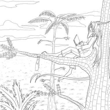 Bir ejderhanın siyah-beyaz renkli mürekkep çizimi.