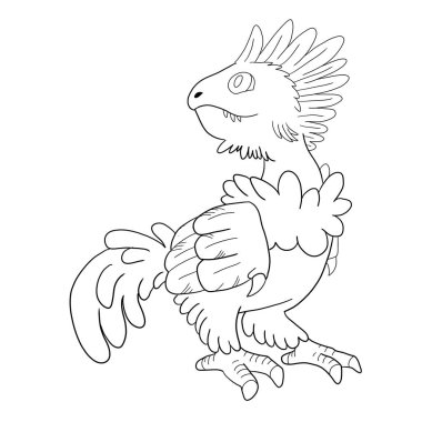 Bir ejderhanın siyah-beyaz renkli mürekkep çizimi.