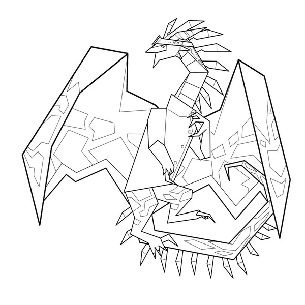 Black White Coloring Page Ink Illustration Dragon — Stock Photo, Image