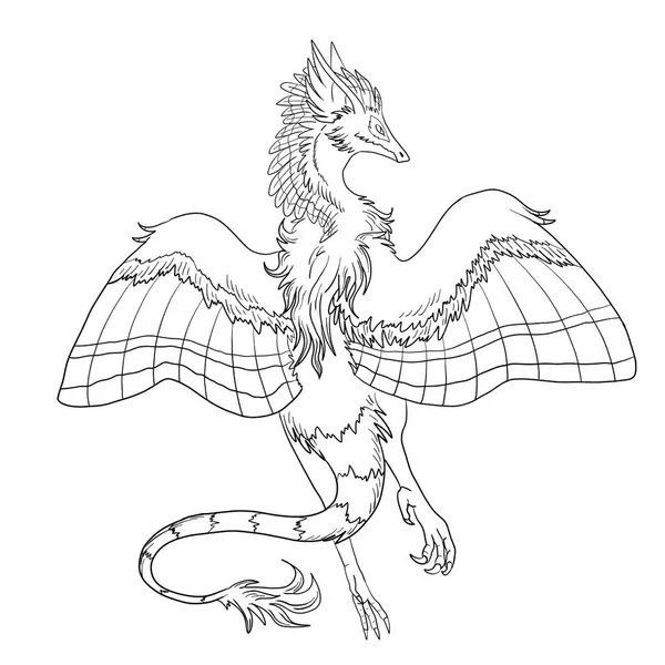 Black White Coloring Page Ink Illustration Dragon — Stock Photo, Image