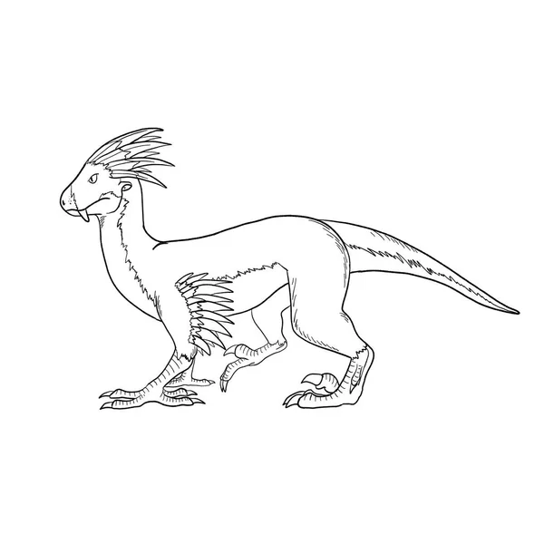 Black White Coloring Page Ink Illustration Dragon — Stock Photo, Image