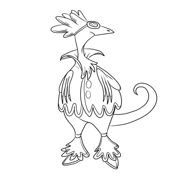 Black White Coloring Page Ink Illustration Dragon — Stock Photo, Image