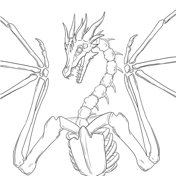 Черно-белый цвет страницы чернила иллюстрация дракона.