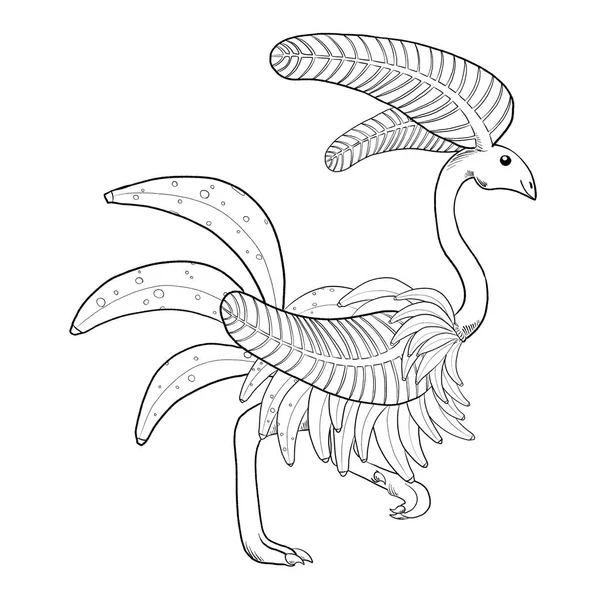 Bir ejderhanın siyah-beyaz renkli mürekkep çizimi.