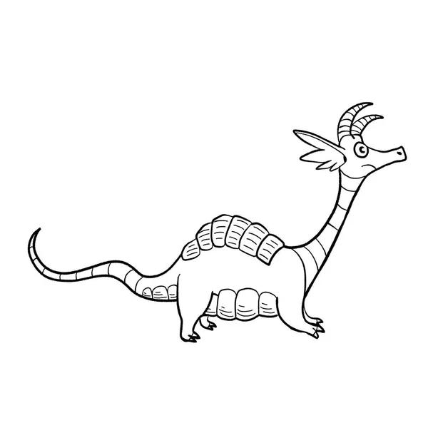 Black White Coloring Page Ink Illustration Dragon — Stock Photo, Image