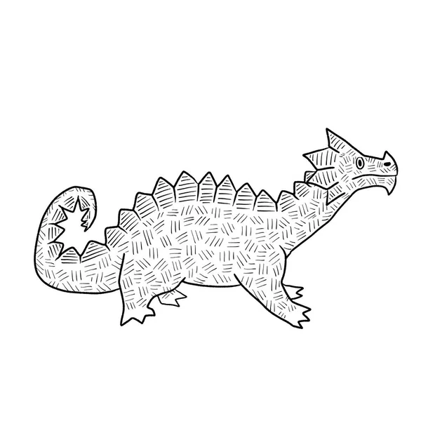 Coloriage Noir Blanc Illustration Encre Dragon — Photo