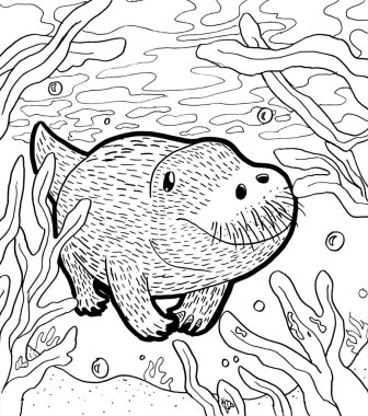 Tarih öncesi bir yaratığın siyah beyaz renkli sayfası.