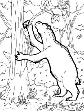 Tarih öncesi bir yaratığın siyah beyaz renkli sayfası.