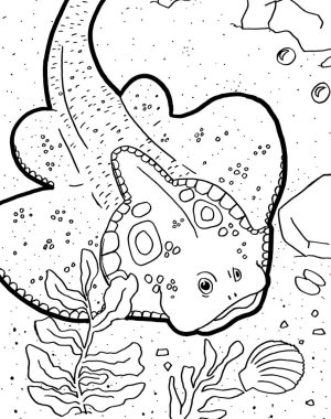 Tarih öncesi bir yaratığın siyah beyaz renkli sayfası.