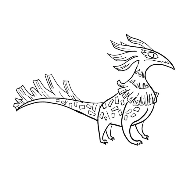 Dibujos Para Colorear Blanco Negro Ilustración Tinta Dragón —  Fotos de Stock