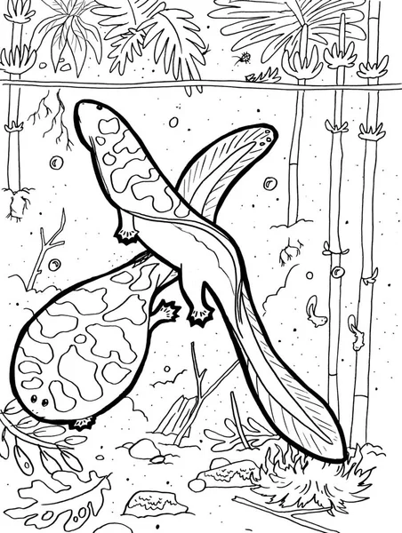 Tarih öncesi bir yaratığın siyah beyaz renkli sayfası.