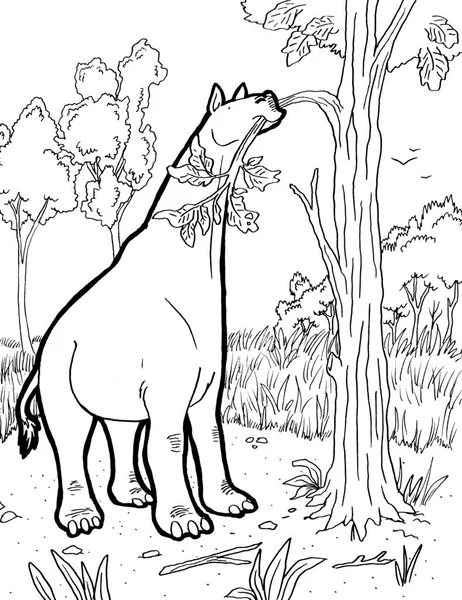 Tarih öncesi bir yaratığın siyah beyaz renkli sayfası.