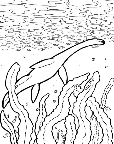 Tarih öncesi bir yaratığın siyah beyaz renkli sayfası.