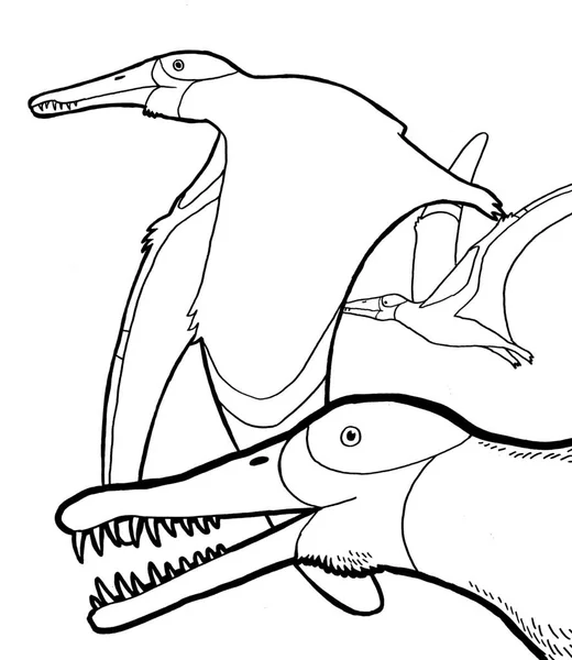 Black White Coloring Page Prehistoric Creature — Stock Photo, Image