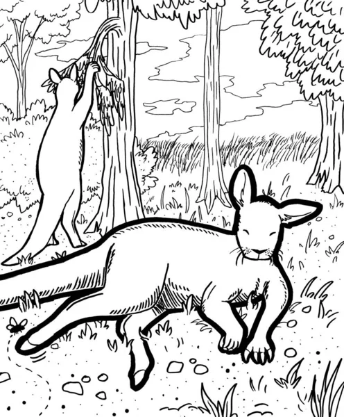 Tarih öncesi bir yaratığın siyah beyaz renkli sayfası.